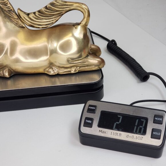 Vintage Large Solid Brass UNICORN Sculpture Laying Down Mythical Regency - Picture 12 of 12